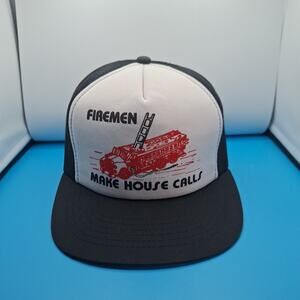 Vintage Firemen Make House Calls Hook Ladder Snapback Mesh Hat Cap Black